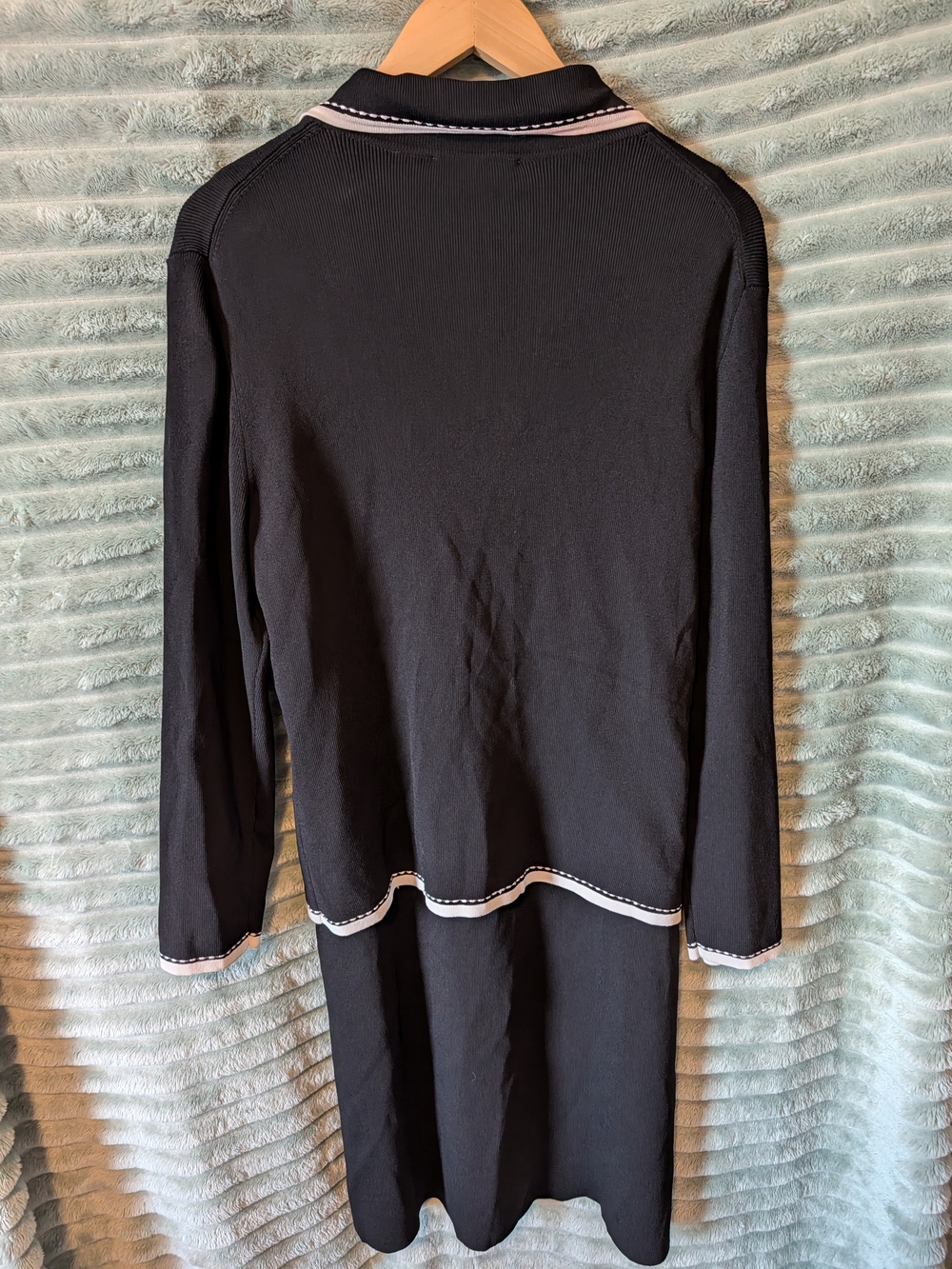Vertigo Paris Black Knit Cardigan with White Trim and Bow Accents - Picture 7 of 7
